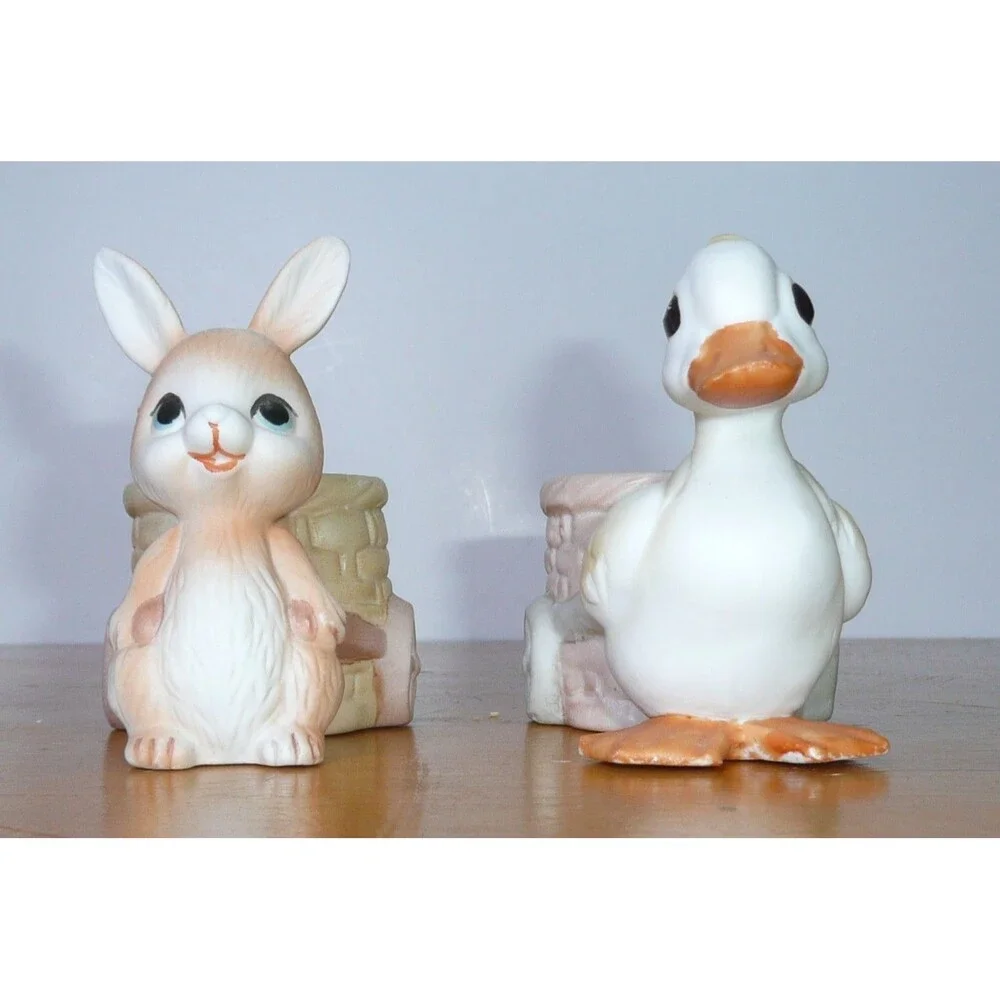 Lot 2 Easter Votive Candle Holder Bunny + Duck with Cart Basket Price Products
